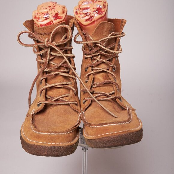 Y2K Vintage SeaVees 7- Eye Trail Boots Tan Leather Work main image 9